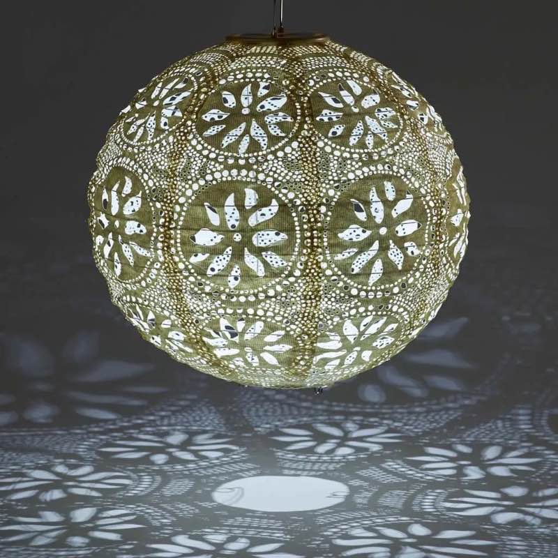Soji Stella Boho Globe Solar Lantern - Pearl
